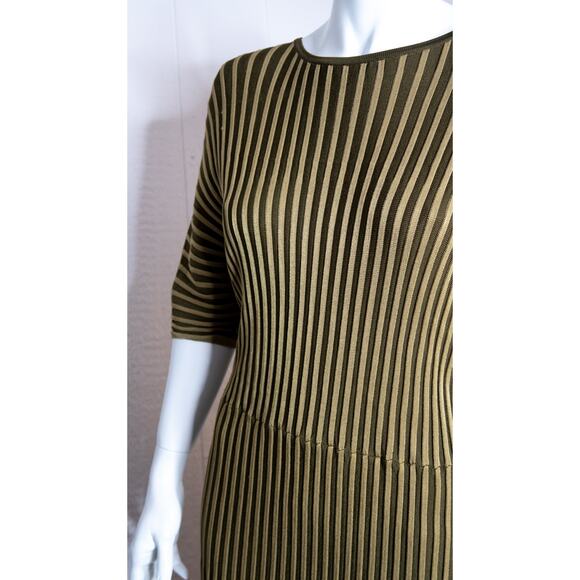 & OTHER STORIES Batwing Dolman Sleeve Gold Ribbed Stretch Midi Dress SMALL - Picture 5 of 12